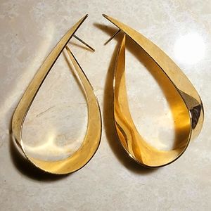 Contemporary Retro Boho 1990s dramatic flame shaped gold post hoops
